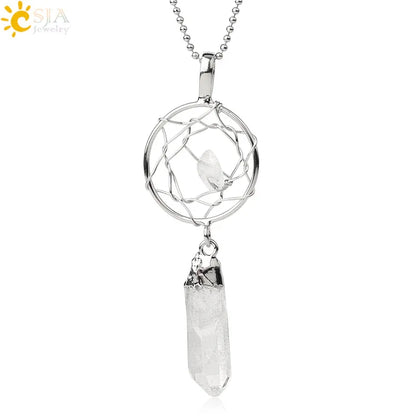 🌙 Hand-Wrapped Dreamcatcher Crystal Necklaces 🌙