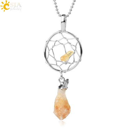 🌙 Hand-Wrapped Dreamcatcher Crystal Necklaces 🌙