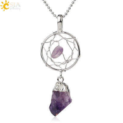 🌙 Hand-Wrapped Dreamcatcher Crystal Necklaces 🌙