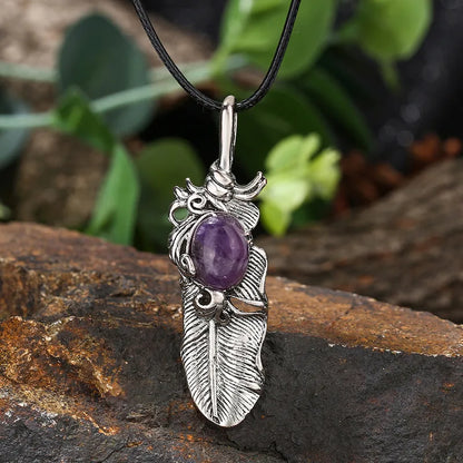 ✨ Natural Crystal Feather Pendant Necklace ✨