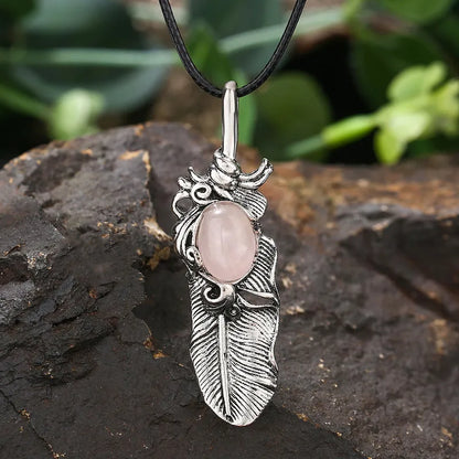 ✨ Natural Crystal Feather Pendant Necklace ✨