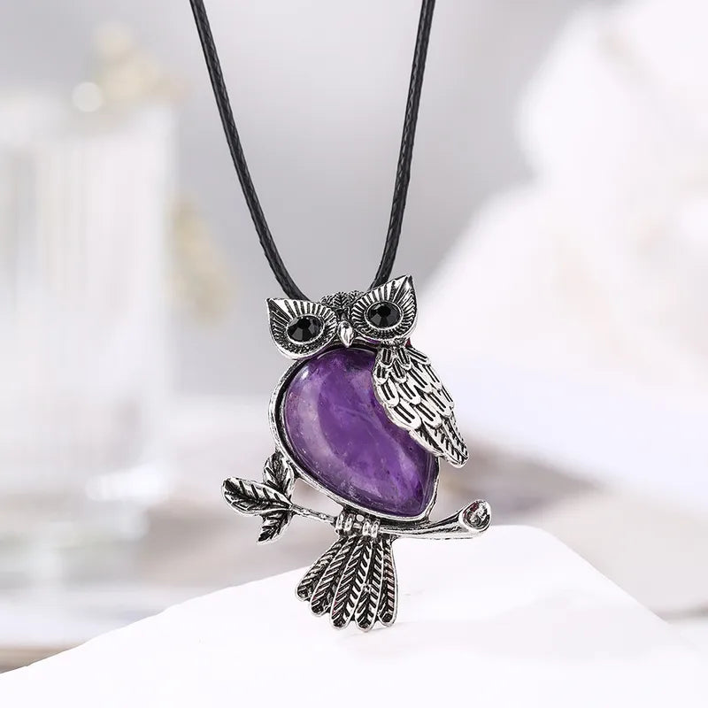 🦉 Natural Crystal Owl Necklace 🦉