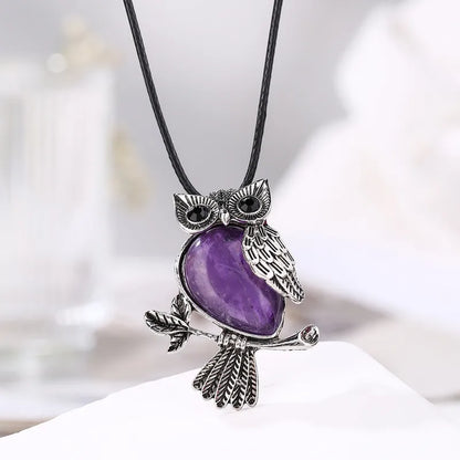 🦉 Natural Crystal Owl Necklace 🦉