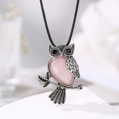 🦉 Natural Crystal Owl Necklace 🦉