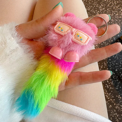 🌈 Fluffy Rainbow Keyring/Bag Charms 🌈