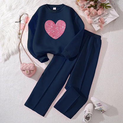 💖 Casual Elegant Heart Shape Girls Clothing Set 💖