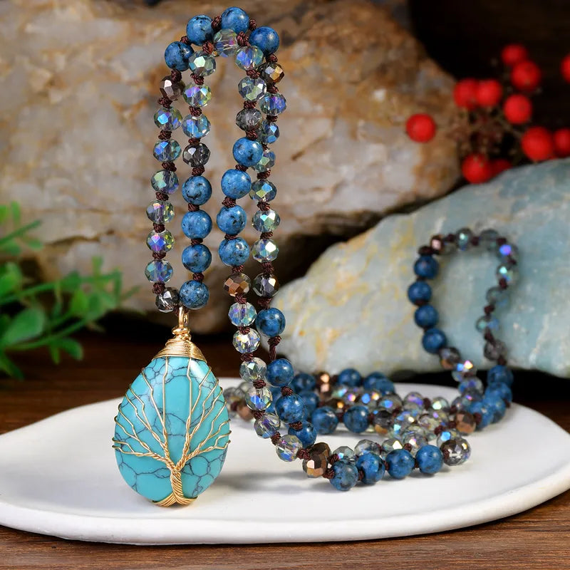 ✨ Healing Turquoise & Blue Agate Pendant Necklace ✨