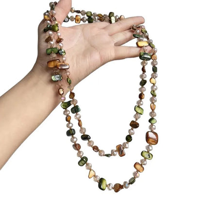 🐚 Bohemian Double-Layer Shell & Crystal Necklace 🐚