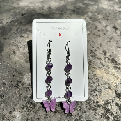 🦋💎 Original Natural Crystal Butterfly Earrings 💎🦋
