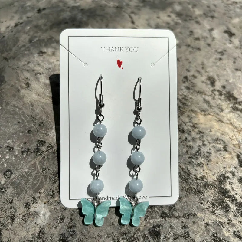 🦋💎 Original Natural Crystal Butterfly Earrings 💎🦋