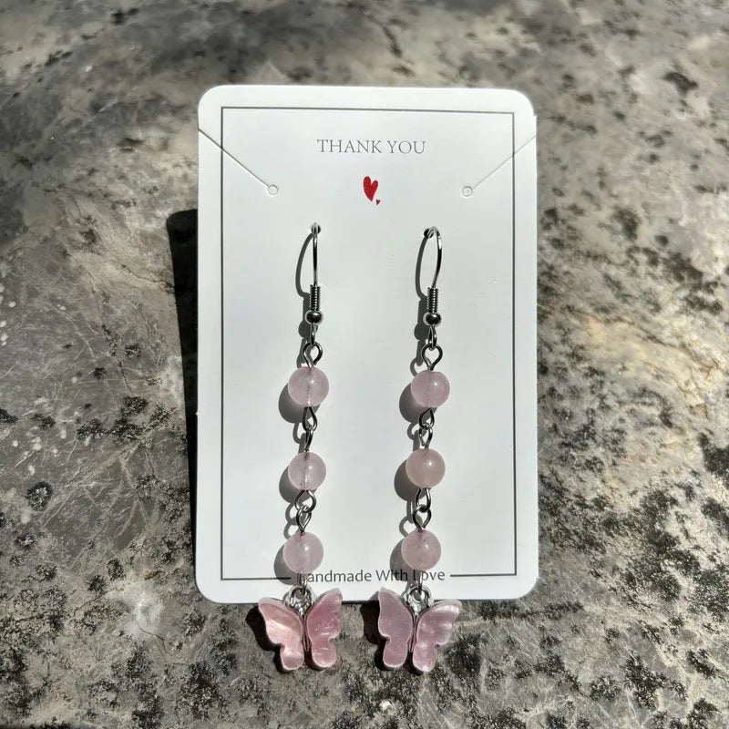 🦋💎 Original Natural Crystal Butterfly Earrings 💎🦋