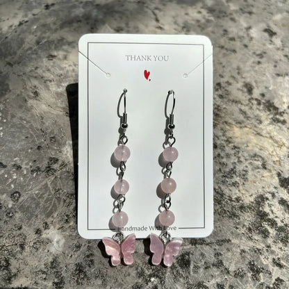 🦋💎 Original Natural Crystal Butterfly Earrings 💎🦋