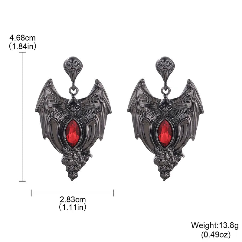 🦇 Punk Bat Skeleton Rhinestone Earrings 🦇🖤