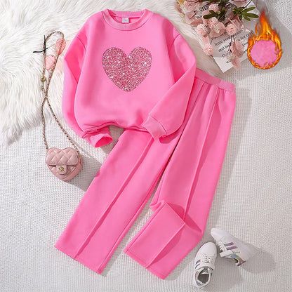 💖 Casual Elegant Heart Shape Girls Clothing Set 💖