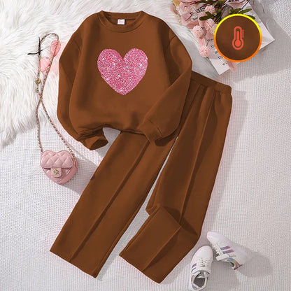 💖 Casual Elegant Heart Shape Girls Clothing Set 💖
