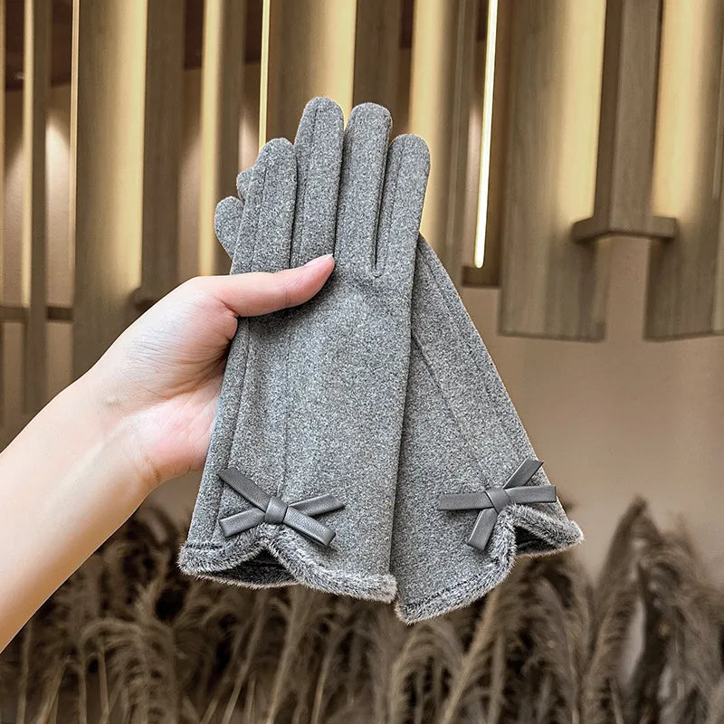 🧤🎀 Thickened Fleece Touchscreen Compatible Winter Gloves – Bow Edition 🎀🧤