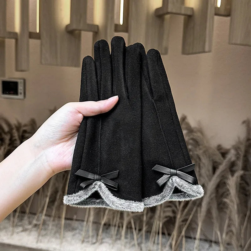 🧤🎀 Thickened Fleece Touchscreen Compatible Winter Gloves – Bow Edition 🎀🧤