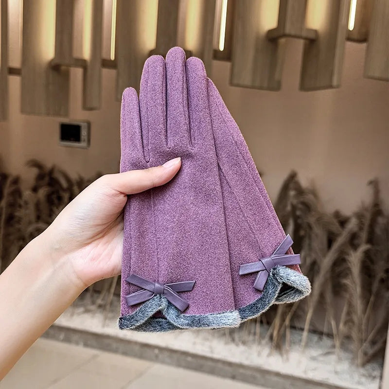 🧤🎀 Thickened Fleece Touchscreen Compatible Winter Gloves – Bow Edition 🎀🧤