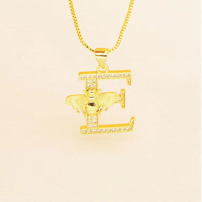 🐝 Gold Diamante Bee Initial Necklace 🐝