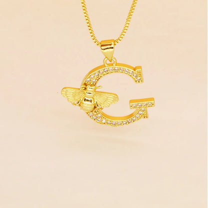 🐝 Gold Diamante Bee Initial Necklace 🐝