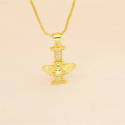 🐝 Gold Diamante Bee Initial Necklace 🐝