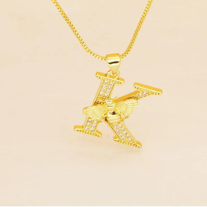 🐝 Gold Diamante Bee Initial Necklace 🐝