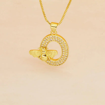 🐝 Gold Diamante Bee Initial Necklace 🐝