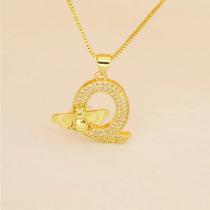 🐝 Gold Diamante Bee Initial Necklace 🐝