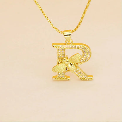 🐝 Gold Diamante Bee Initial Necklace 🐝