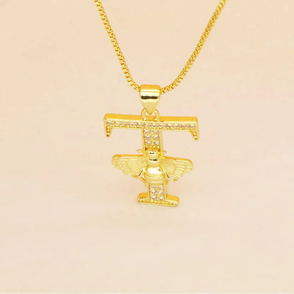 🐝 Gold Diamante Bee Initial Necklace 🐝