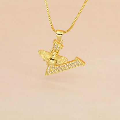 🐝 Gold Diamante Bee Initial Necklace 🐝