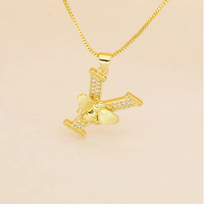 🐝 Gold Diamante Bee Initial Necklace 🐝