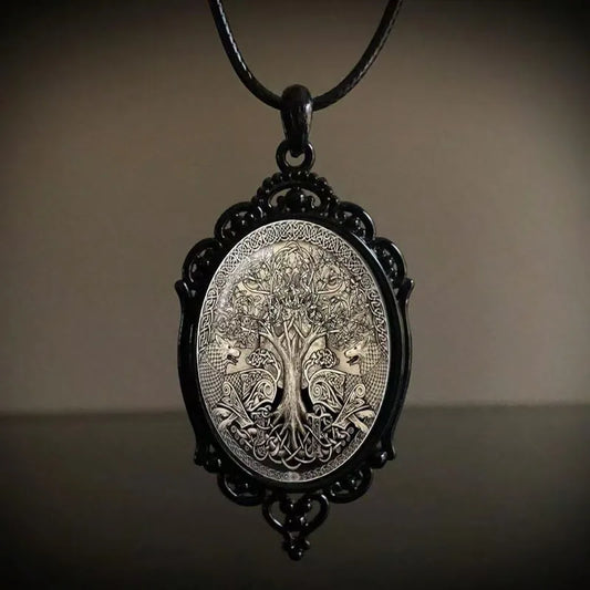 🌳🐺 Retro Tree of Life Pendant – Guarded by Wolves 🐺🌳