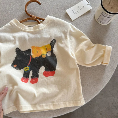 🐝🐶🐱 Children’s Cartoon Long Sleeve Cotton T-Shirt 🐱🐶🐝