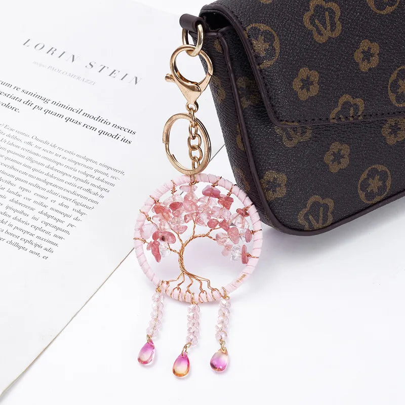 🌸 Cherry Blossom Tree of Life Dreamcatcher Keychain 🌸