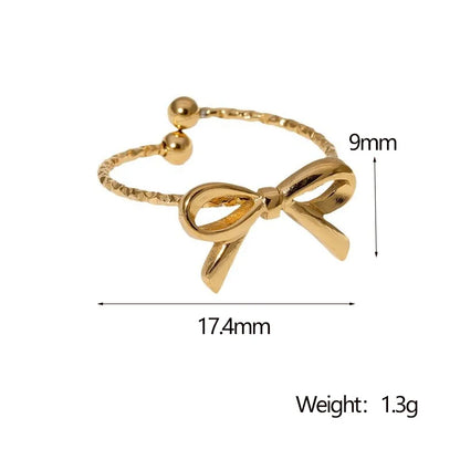 🎀✨ 3pc Gold Bow Adjustable Rings Set ✨🎀