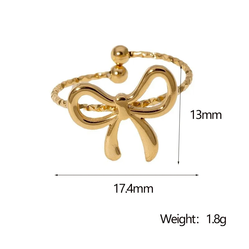 🎀✨ 3pc Gold Bow Adjustable Rings Set ✨🎀