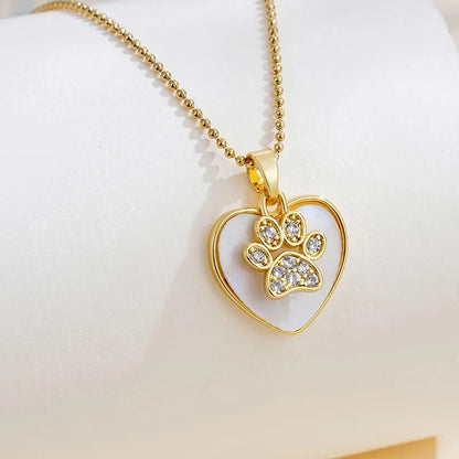 🐾 Paw Print Heart Pendant Necklace 🐾