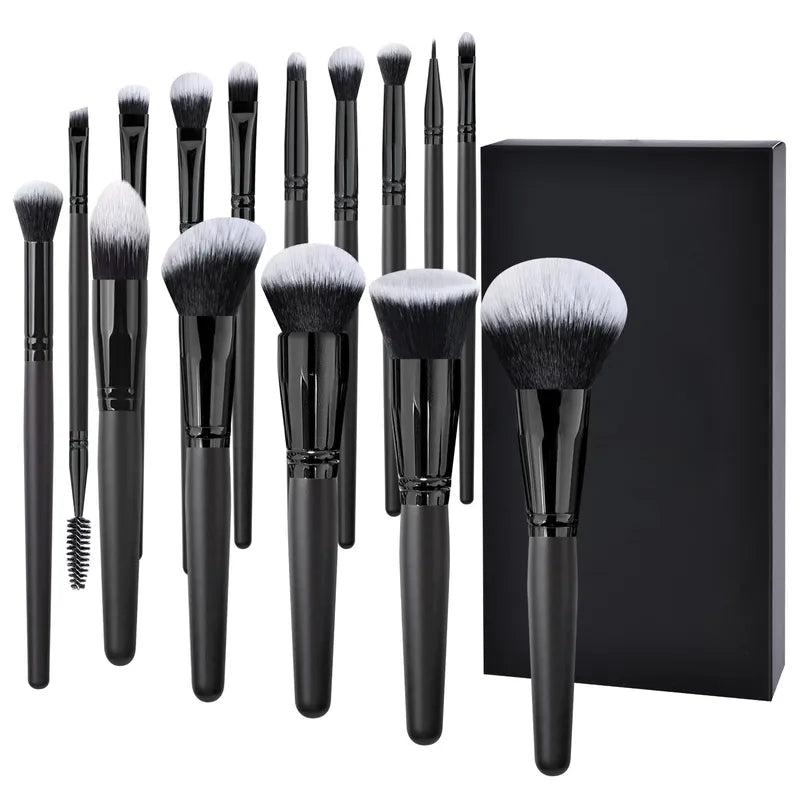 🖤 15-Piece Black Full Face Makeup Brush Sets 🖤