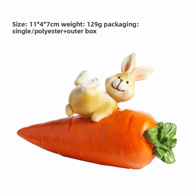 🥕🐰 3pc Cute Resin Easter Rabbit Ornament 🐰🥕