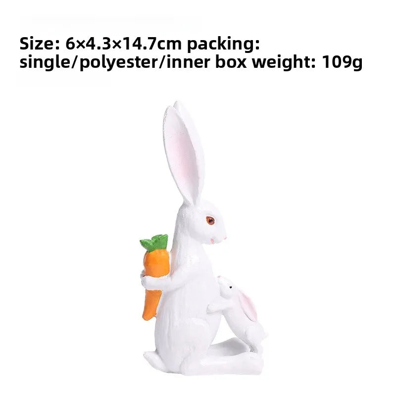 🐰 2pc Easter Rabbit Resin Ornament Mother & Baby Set 🐰