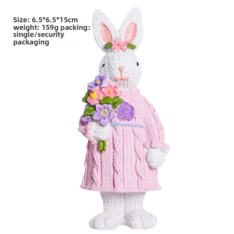 🐇 2pc Nordic Style Synthetic Resin Easter Rabbit Ornament 🐇
