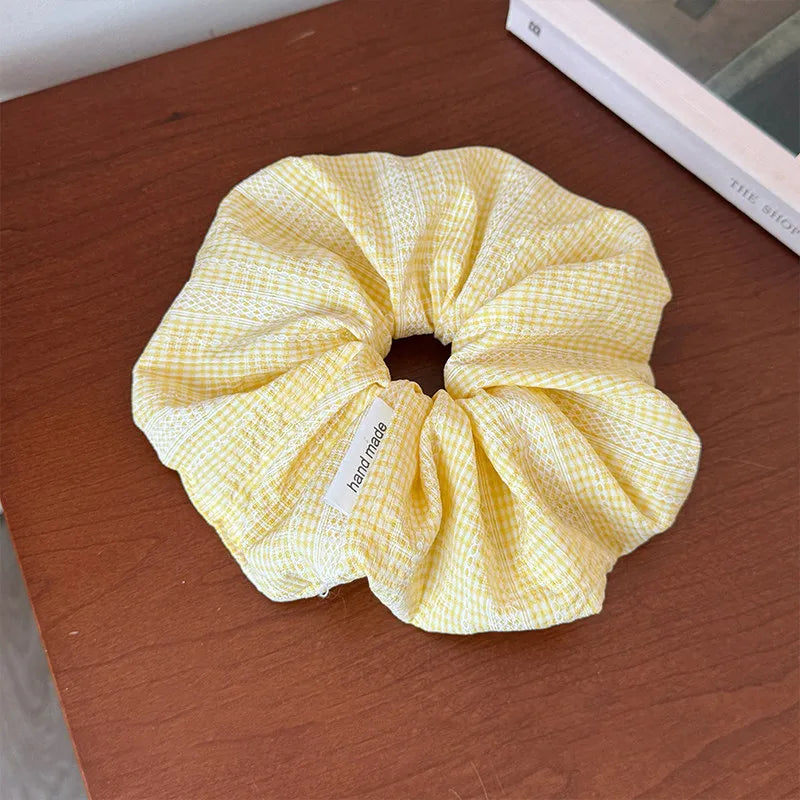 💛 Sweet Yellow Plaid Hair Band & Scrunchie Set 💛