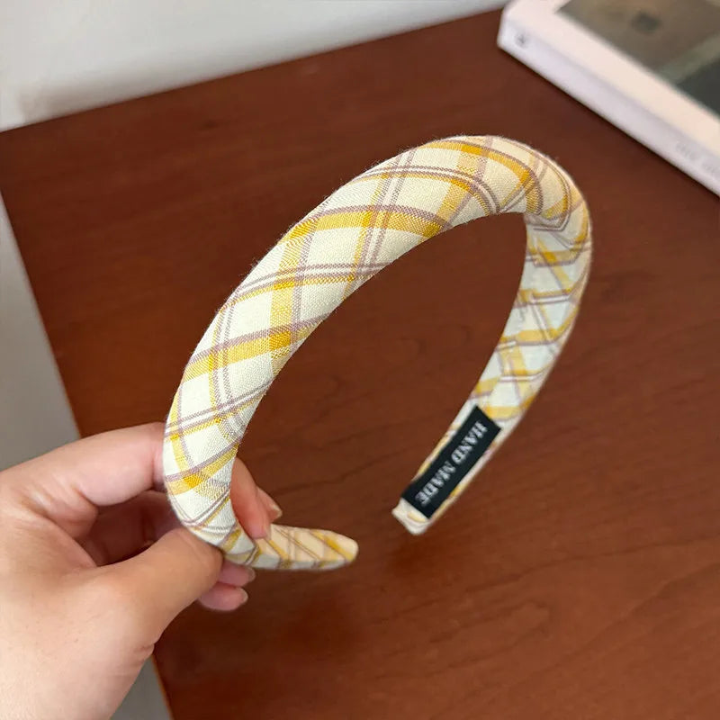 💛 Sweet Yellow Plaid Hair Band & Scrunchie Set 💛