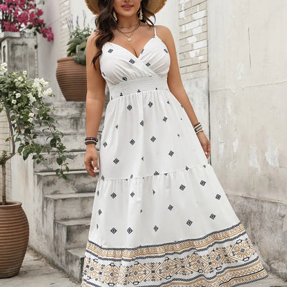 🤍 British Style Sleeveless V-Neck Strap Dress 🤍