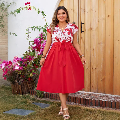 💃 Red Floral Dress 💃