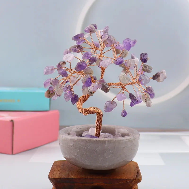 💎🌳 Natural Fortune Crystal Tree Tea Cup Treasure Bowl Money Tree 🌳💎