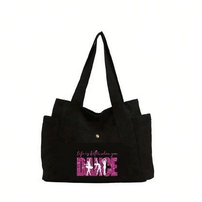 ✨ Black With Hot Pink “Life Is Better When You Dance” Tote Bag Set ✨