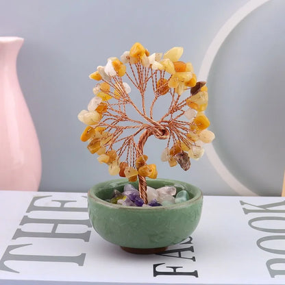 💎🌳 Natural Fortune Crystal Tree Tea Cup Treasure Bowl Money Tree 🌳💎