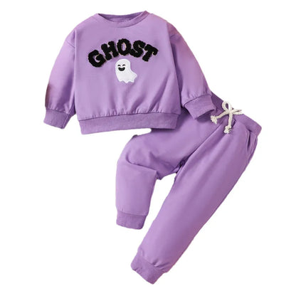 🧙 Purple Ghost & Beige Wizard Kids Tracksuits 👻